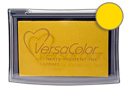 Purchase an canary Versacolor stamp pad.  Non-toxic, water-soluble pigment ink.  Measures 2 3/8 inches by 3 3/4 inches.