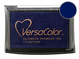 Purchase a vibrant neptune Versacolor stamp pad.  Non-toxic, water-soluble pigment ink.  Measures 2 3/8 inches by 3 3/4 inches.