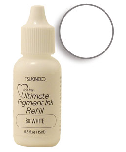 Buy a 1/2 oz. bottle of vibrant pigment-based refill ink for a white Versacolor stamp pad.