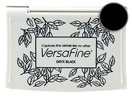 Purchase a vibrant onyx Versafine stamp pad.  Non-toxic, water-soluble pigment ink.  Measures 2 3/8 inches by 3 3/4 inches.