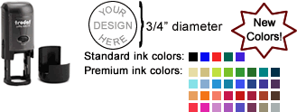 Customize and order the perfect round self inking hand stamp in real-time online!  Personalize, preview and design order online in 60+ fonts, 30+ colors.  Free logo upload, quick turnaround, no minimums. Easy online ordering, quality guaranteed.