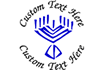 Customize this multi-colored menorah stamp with a personalized message or special greeting.  Select from multiple colors on the SAME self-inking stamp!  Stamp features artistic menorah.