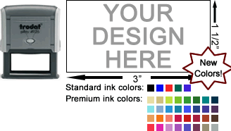 Personalize the perfect Trodat 4926 custom self inking stamp!  Preview immediately online, choose from 40 ink colors, customize text, select fonts, upload graphics and logos free.  Quick turnaround, free ship, no minimums.  Precise laser etching, quality