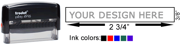 Customize and order the perfect Trodat 4916 self inking stamp in real-time online!  Personalize, preview and design in 60+ fonts.  Free logo and image upload, quick turnaround, no minimums, replacement pads available.