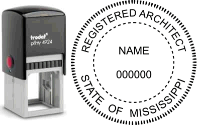 Customize and order a Mississippi Architect stamp online! Personalize, preview instantly, meets all requirements for Mississippi Architects, self-inking stamp with ink refills available. No minimums, fast turnaround, quality guaranteed.