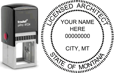 Customize and order a Montana Architect stamp online! Personalize, preview instantly, meets all requirements for Montana Architects, self-inking stamp with ink refills available. No minimums, fast turnaround, quality guaranteed.