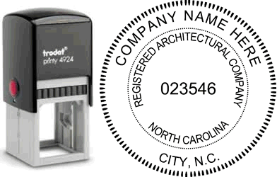 Customize and order an North Carolina Company Architect stamp online! Personalize, preview instantly, meets all requirements for North Carolina Company architects, self-inking stamp with ink refills available. No minimums, fast turnaround, quality guarant