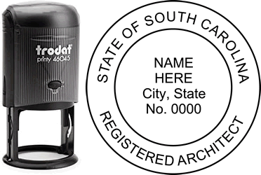 Customize and order an South Carolina Architect stamp online! Personalize, preview instantly, meets all requirements for South Carolina professional architects, self-inking stamp with ink refills available. No minimums, fast turnaround, quality guaranteed