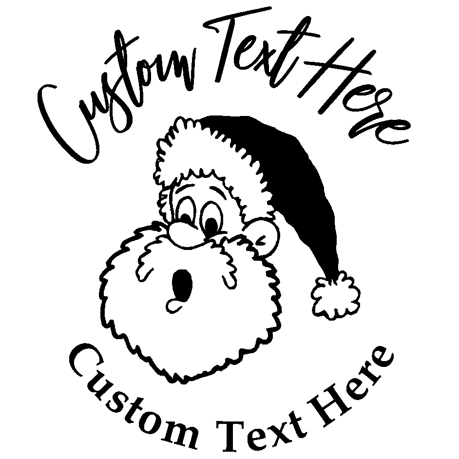 Customize this santa claus stamp with a personalized message or special greeting.  Select from five different ink colors on this self-inking stamp!  Stamp features caricature/cartoon-style Santa Claus.