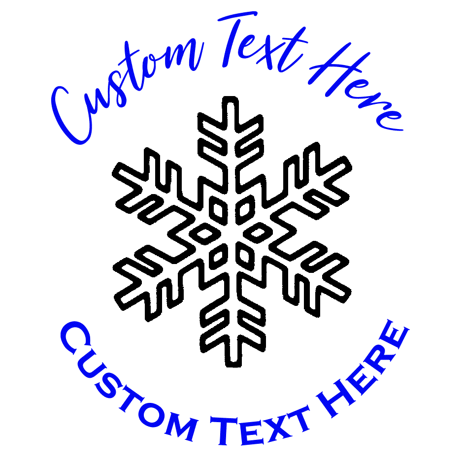 Snowflake Rubber Stamp - Black Graphic, Colored Text Options