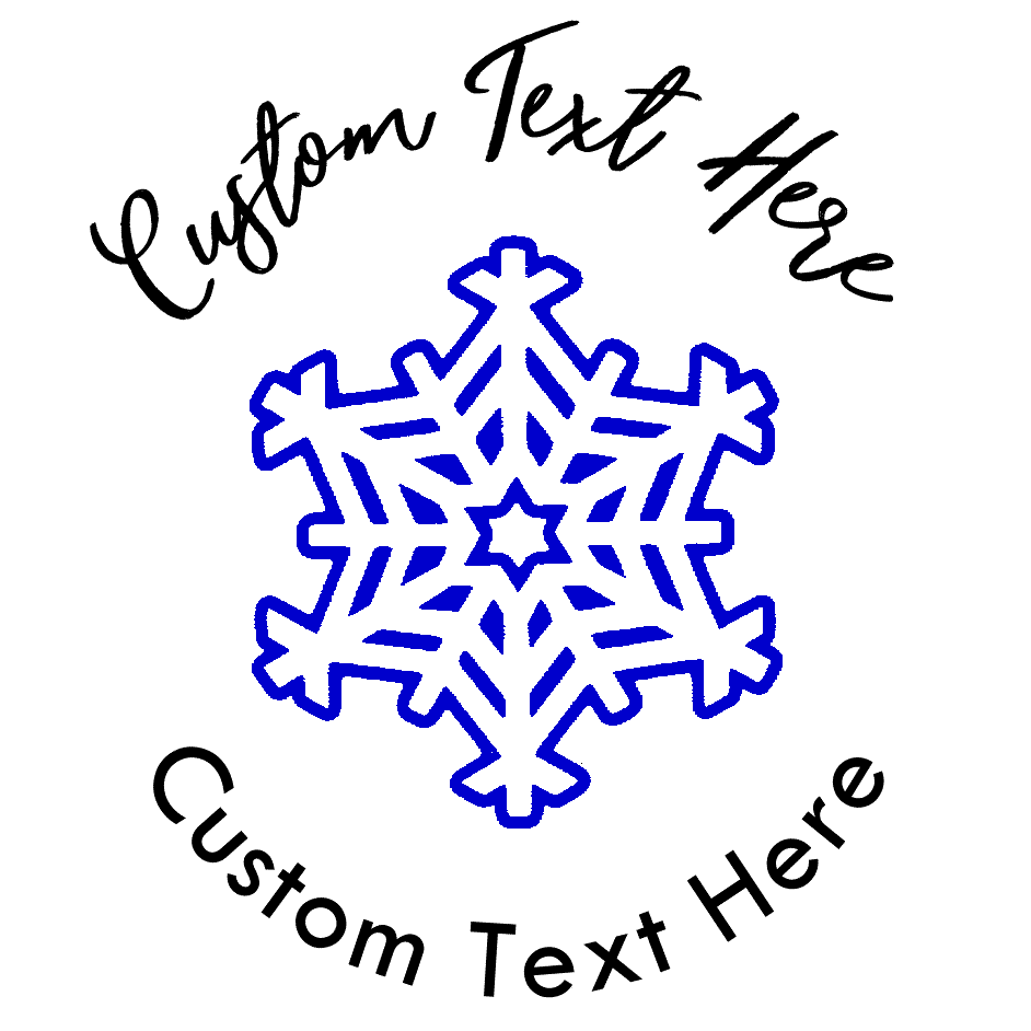 Customize this multi-colored snowflake stamp with a personalized message or special greeting.  Select from multiple colors on the SAME self-inking stamp!  Stamp features beautiful graphic of snowflake in the center!