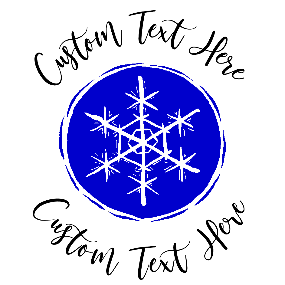 Snowflake Rubber Stamp - Blue Graphic, Colored Text Options