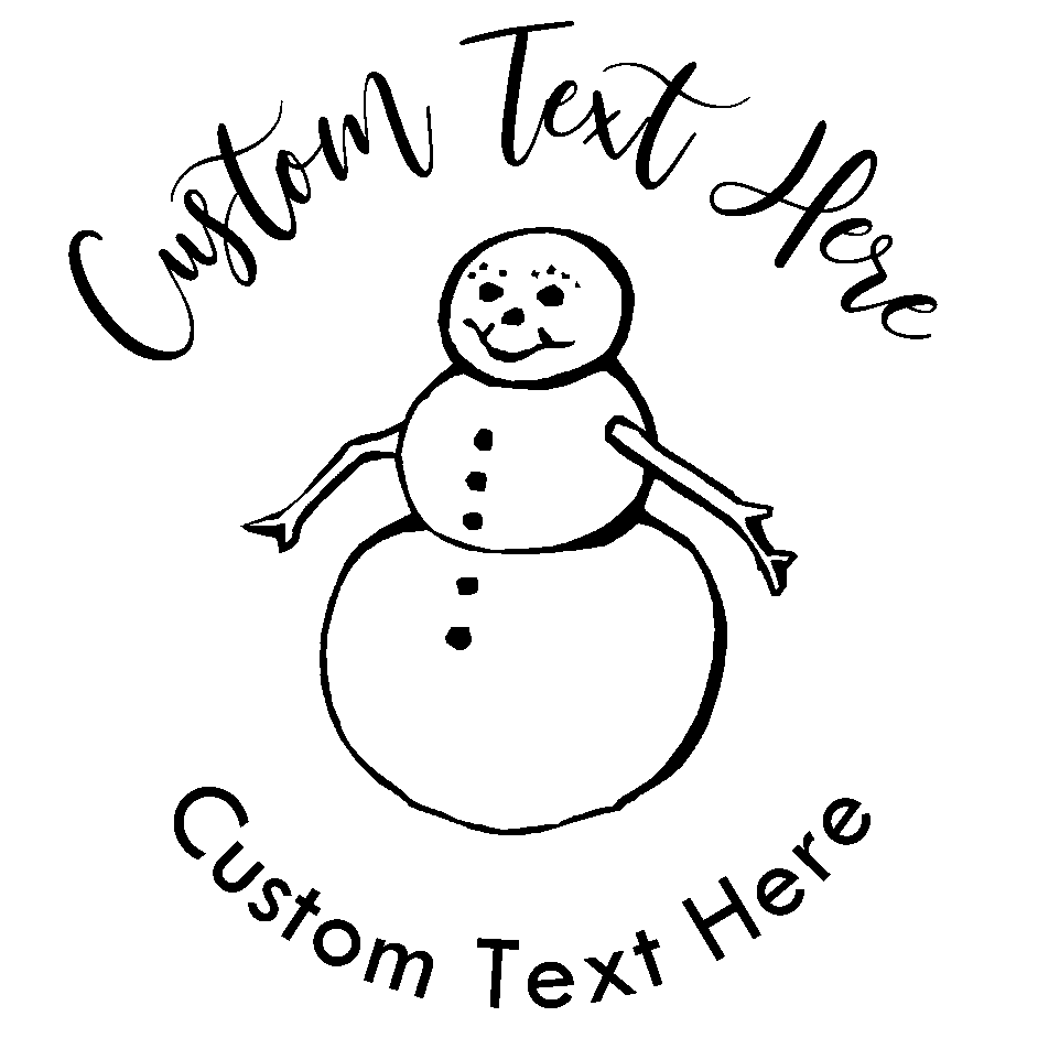 Customize this snowman rubber stamp with a personalized message or special greeting.  Select from five different ink colors on this self-inking stamp!