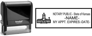 Customize and order a self-inking notary rubber stamp for the state of Kansas.  Meets all specifications and requirements for Kansas notary stamps.