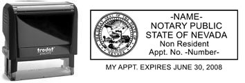 Customize and order a non-resident self-inking notary rubber stamp for the state of Nevada.  Meets all specifications and requirements for Nevada notary stamps.