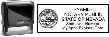 Customize and order a self-inking notary rubber stamp for the state of Nevada.  Meets all specifications and requirements for Nevada notary stamps.