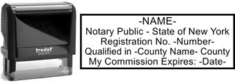 Customize and order a self-inking notary rubber stamp for the state of New York.  Meets all specifications and requirements for New York notary stamps.