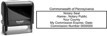 Customize and order a self-inking notary rubber stamp for the state of Pennsylvania.  Meets all specifications and requirements for Pennsylvania notary stamps.