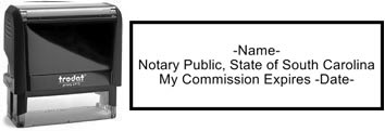 Customize and order a self-inking notary rubber stamp for the state of South Carolina.  Meets all specifications and requirements for South Carolina notary stamps.