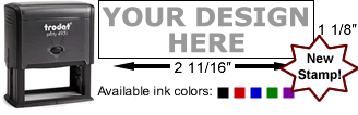 Customize and order the perfect Trodat 4931 self inking stamp in real-time online!  Personalize, preview and design in 60+ fonts and styles.  Free logo and image upload, quick turnaround, no minimums, replacement pads available.
