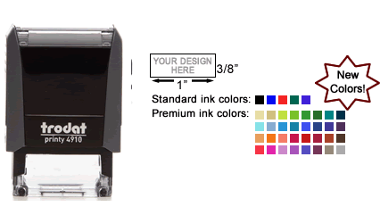 Customize and order the perfect tiny self inking hand stamp in real-time online!  Personalize, preview and design in 30+ colors and 60+ fonts.  Free logo and image upload, quick turnaround, no minimums, replacement pads available.