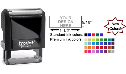 Customize and order the perfect small self-inking hand stamp in real-time online!  Personalize, preview and design in 30+ colors and 60+ fonts.  Free logo and image upload, quick turnaround, no minimums, replacement pads available.
