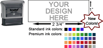 Personalize the perfect Trodat 4915 custom self inking stamps!  Preview immediately online, choose from 40 ink colors, customize text, select fonts, upload graphics and logos free.  Quick turnaround, free ship, no minimums.  Precise laser etching, quality