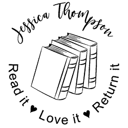 Personal Library Stamp with Stack of Books