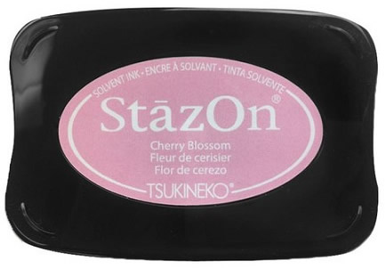 Buy a cherry blossom StazOn stamp pad, which features a permanent, quick-drying ink designed for non-porous surfaces.