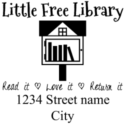 Free little library rubber stamp, choice of 30+ ink colors, customize instantly online, personalize name, special note and more. No minimums, fast turnaround, quality guaranteed.