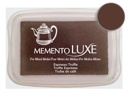Buy a Memento Luxe Espresso Truffle Stamp Pad! This is very creamy and blendable with an intensely pigmented opaque appearance that is visible on both light and dark colored surfaces.