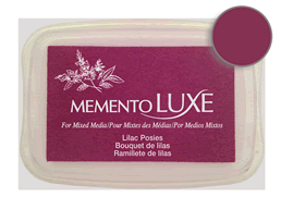 Buy a Memento Luxe Lilac Posies Stamp Pad! This is very creamy and blendable with an intensely pigmented opaque appearance that is visible on both light and dark colored surfaces.