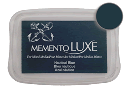 Buy a Memento Luxe Nautical Blue Stamp Pad! This is very creamy and blendable with an intensely pigmented opaque appearance that is visible on both light and dark colored surfaces.