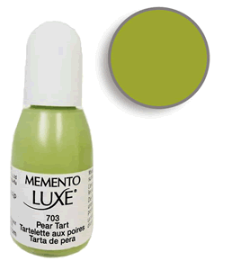 Buy a 1/2 oz. bottle of Memento Luxe Pear Tart refill for a Pear Tart Memento Luxe stamp pad.