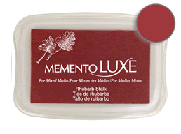 Buy a Memento Luxe Rhubarb Stalk Stamp Pad! This is very creamy and blendable with an intensely pigmented opaque appearance that is visible on both light and dark colored surfaces.