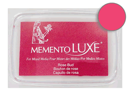 Buy a Memento Luxe Rose Bud Stamp Pad! This is very creamy and blendable with an intensely pigmented opaque appearance that is visible on both light and dark colored surfaces.