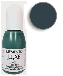 Buy a 1/2 oz. bottle of Memento Luxe Teal Zeal refill for a  Teal Zeal Memento Luxe stamp pad.