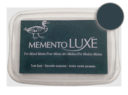 Buy a Memento Luxe Teal Zeal Stamp Pad! This is very creamy and blendable with an intensely pigmented opaque appearance that is visible on both light and dark colored surfaces.