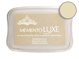 Buy a Memento Luxe Wedding Dress Stamp Pad! This is very creamy and blendable with an intensely pigmented opaque appearance that is visible on both light and dark colored surfaces.