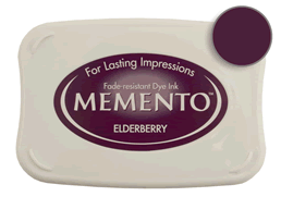 Buy a Memento Elderberry Stamp Pad! This is fast drying on most papers including glossy finishes.