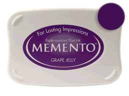 Buy a Memento Grape Jelly Stamp Pad! This is fast drying on most papers including glossy finishes.