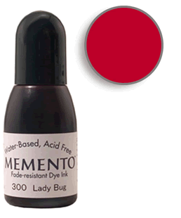 Buy a 1/2 oz. bottle of Memento Lady Bug refill for a  Lady Bug Memento stamp pad.