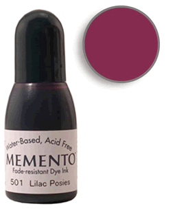Buy a 1/2 oz. bottle of Memento Lilac Posies refill for a  Lilac Posies Memento stamp pad.