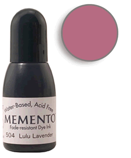 Buy a 1/2 oz. bottle of Memento Lulu Lavender refill for a  Lulu Lavender Memento stamp pad.