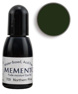 Buy a 1/2 oz. bottle of Memento Northern Pine refill for a  Northern Pine Memento stamp pad.