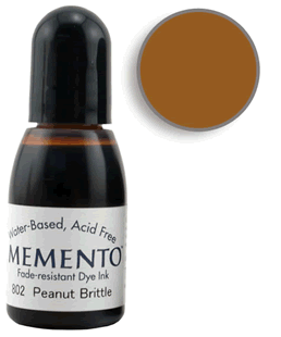 Buy a 1/2 oz. bottle of Memento Peanut Brittle refill for a  Peanut Brittle Memento stamp pad.