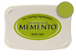 Buy a Memento Pear Tart Stamp Pad! This is fast drying on most papers including glossy finishes.