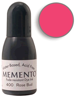 Buy a 1/2 oz. bottle of Memento Rose Bud refill for a  Rose Bud Memento stamp pad.