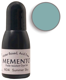 Buy a 1/2 oz. bottle of Memento Summer Sky refill for a  Summer Sky Memento stamp pad.