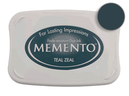 Buy a Memento Teal Zeal Stamp Pad! This is fast drying on most papers including glossy finishes.